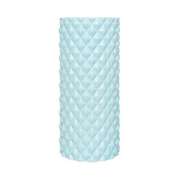 Ваза керамическая голубая Труба оригами 33 см