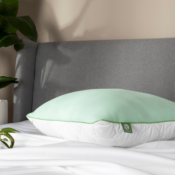 Подушка антиаллергенная стеганная Bamboo IDEIA 50x70 белый с зеленым