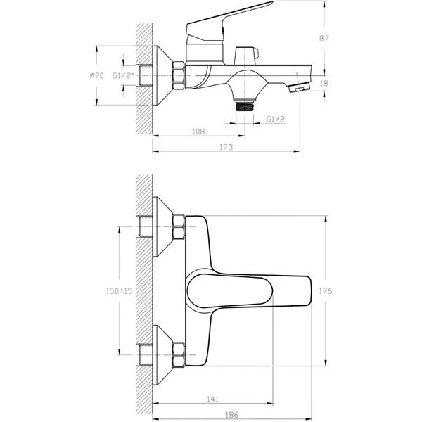 Смеситель для ванны Rozzy Jenori Rush RBZ021-3A