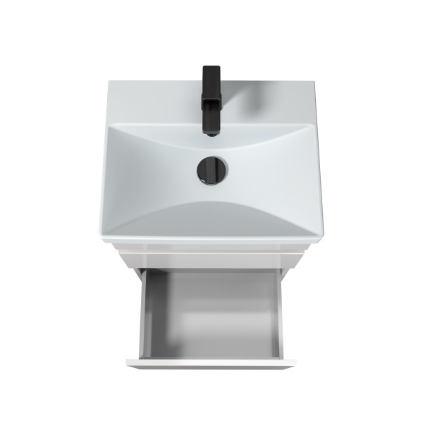 Тумба Мойдодир Soft White 50 з умивальником Sempre біла підлогова