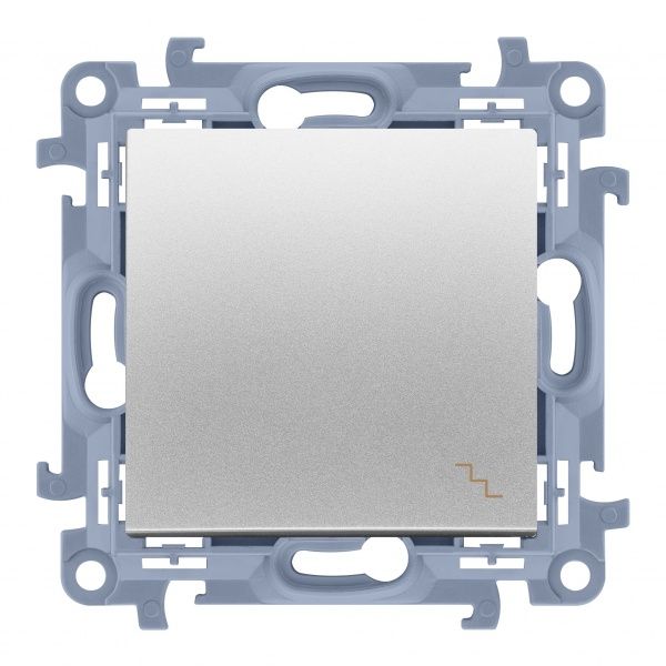 Перемикач прохідний одноклавішний Simon 10 без підсвітки 10 А 250В сріблястий CW6.01/43