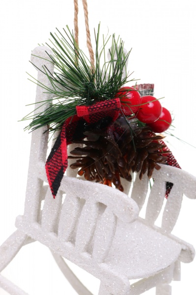 Декоративна підвіска Стілець з декором 12x7 см E2122B білий