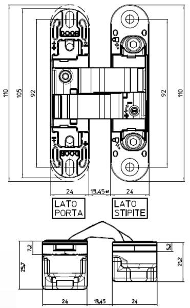 Петля скрытая Koblenz 37534 Kombi-3 Art.K 1000 DXSX 110x27,5x24 мм матовый хром универсальная
