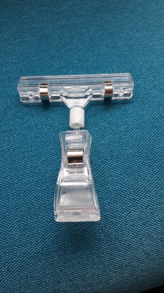 Держатель универсальный ценника на шарнире с широким зажимом прозрачный пластиковый 5 шт. 