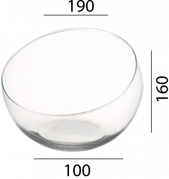 Ваза-акваріум зі скошеним краєм скляна d20 16 см прозора 