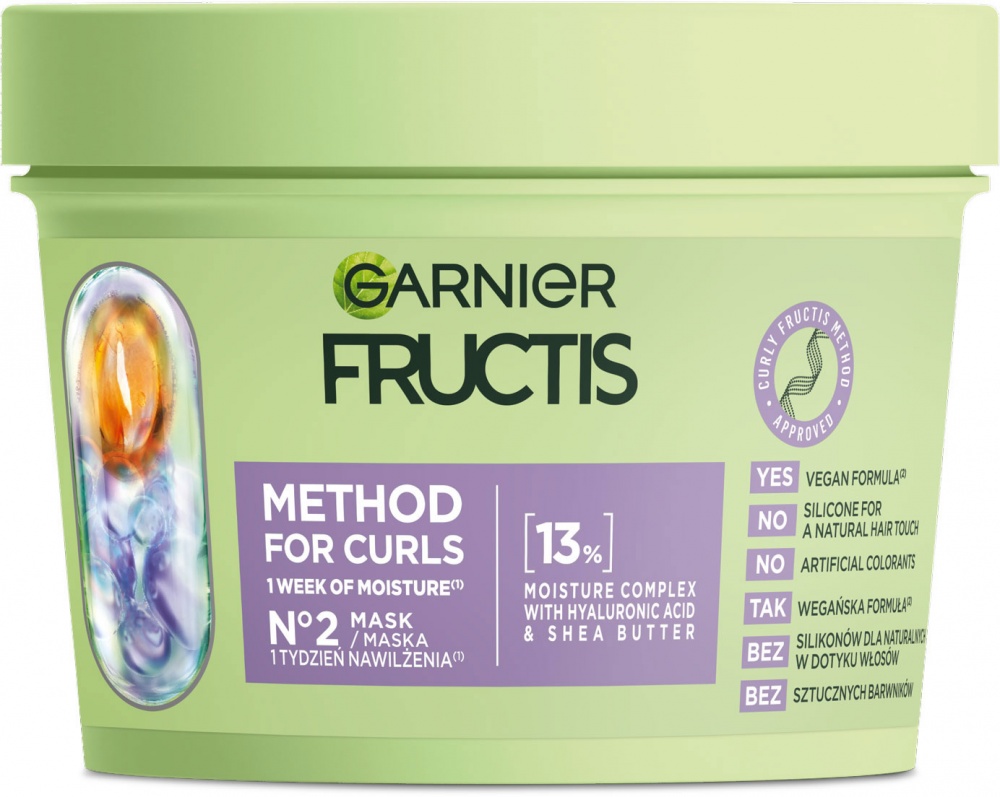 Маска Garnier Fructis Fructis Баланс зволоження для зволоження хвилястого кучерявого волосся Кучерявий метод 400 мл