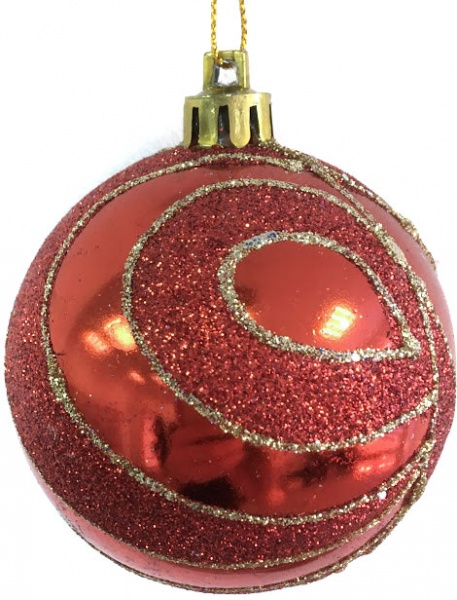 Шар Узор d80 80 мм красный 1839