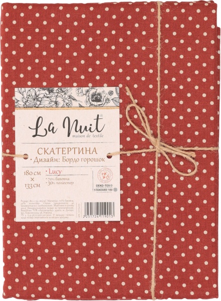 Скатертина Lucy Бордо горошок 133x180 см червоний La Nuit 