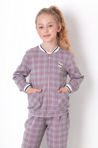 Костюм для девочки Mevis 122 серо-розовый 4264 