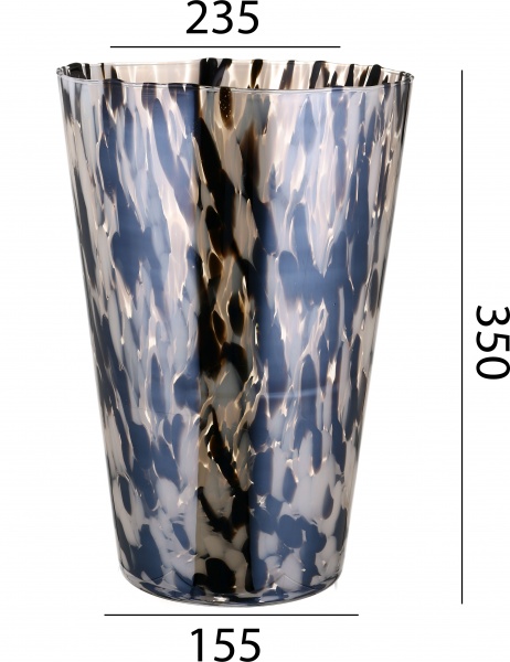 Ваза стеклянная Wrzesniak Glassworks Confetti опал 35 см черный топаз 