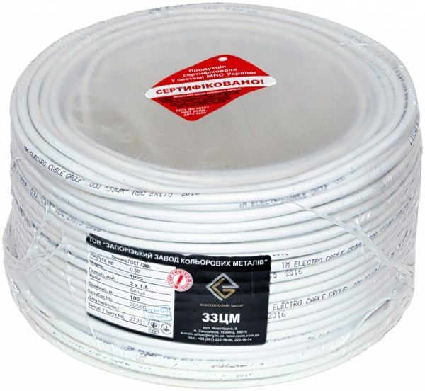 Кабель силовой многожильный ЗЗЦМ ПВС 2х1,5 медь 