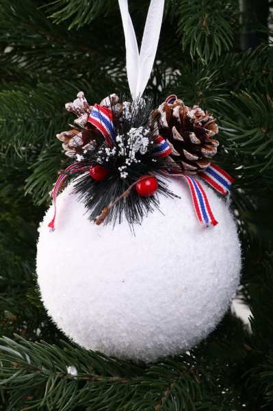 Шар новогодний с декором HF20Y1-06-12 d 120 мм белый