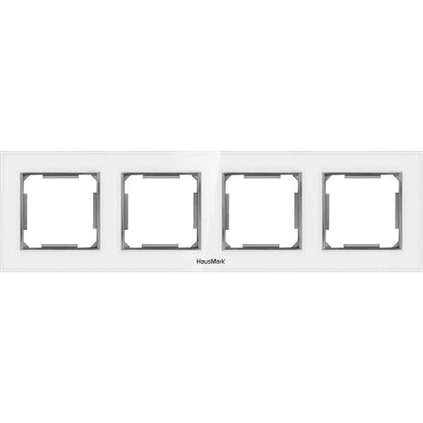 Рамка четырехместная HausMark Alta универсальная белое стекло SNG-FRG.SQ20G4-WH