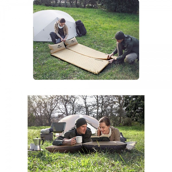 Каремат надувной Naturehike с подушкой NH15Q002-D, 25мм, желтый