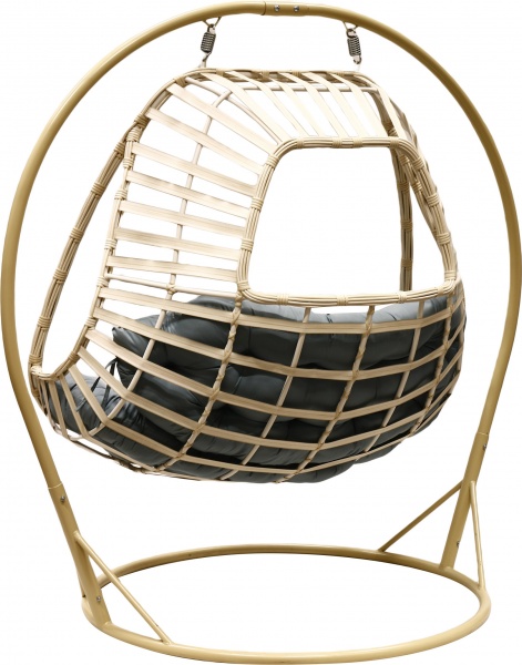 Кресло-кокон Феникс двухместный широкое плетение песочный