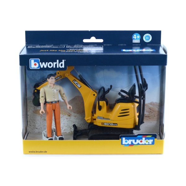Игрушечный набор Bruder Мини-экскаватор CAT и фигуркой 1:16 62002