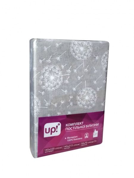 Комплект постельного белья Одуванчик 1,5 белый с серым UP! (Underprice) 