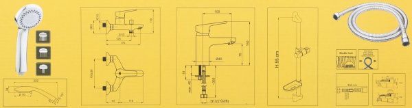 Набор смесителей Rubineta Uno 10 ++ Uno 18 (N80001) + Varianta-Delta (624101)