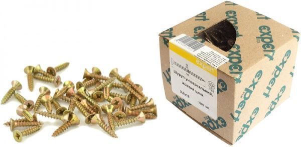 Шуруп универсальный потайная головка ЦЖ 3x16 мм 1000 шт. желтый цинк Expert Fix