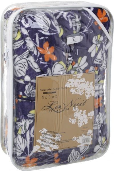Халат домашний La Nuit Цветы р. L синий с принтом 