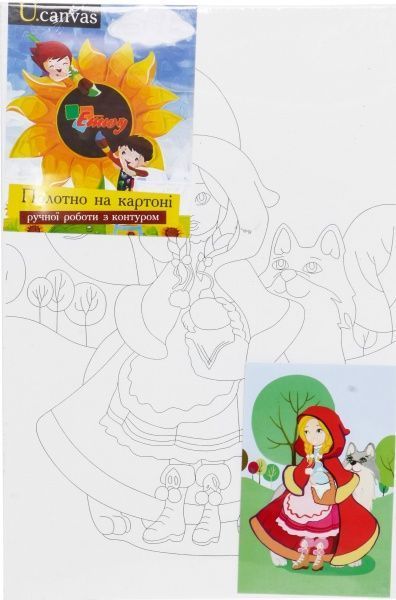 Полотно на картоні з контуром Казкові герої №9, Червона Шапочка ROSA 