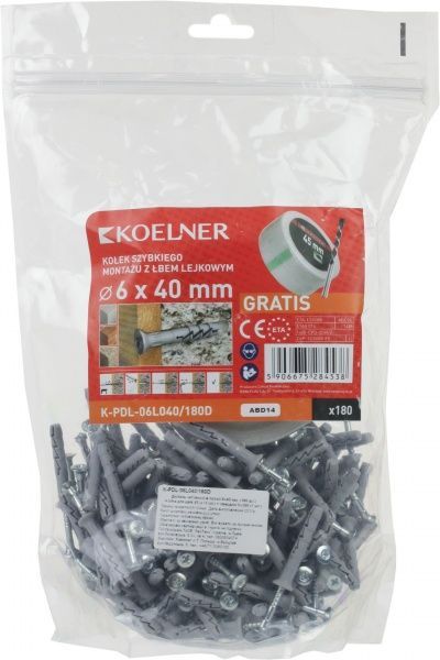 Дюбель ударный 6x40 мм 180 шт. Koelner