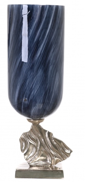 Ваза PANACHE Pacifica 59 см темно-синий с белым/никель 