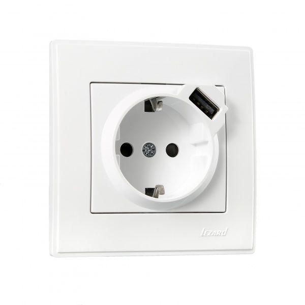 Розетка с заземлением Lezard Lesya белый 705-0202-181
