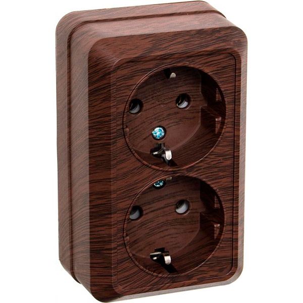 Розетка Underprice BD-SCP.MZ20G2WG-Waln с заземлением орех