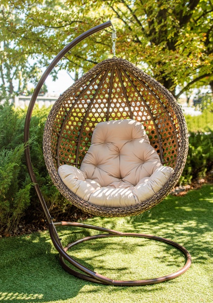 Кресло подвесное Украинские конструкции Колибри новая коричневый с подушкой