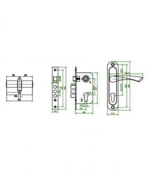 Замок врезной с ручками цилиндровый Paladii Corona 61.5-45-C AB ПЗ104 61,5 мм бронзовый без петель