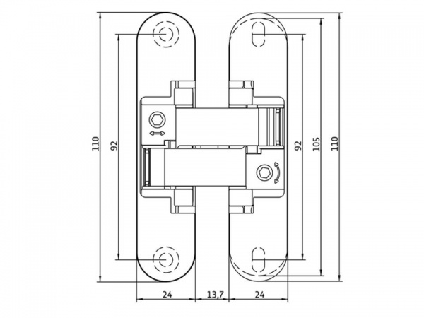 Петля Anselmi AN150 3D 110x61,7x25,9 мм матовий хром універсальна 1 шт.