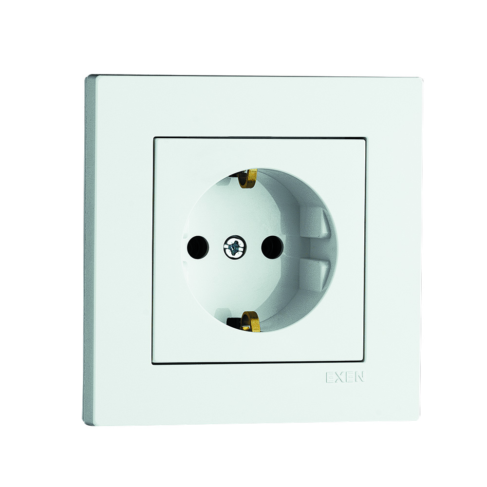 Механізм розетки побутова із заземленням EXEN Karell IP20 білий 290-000103-237