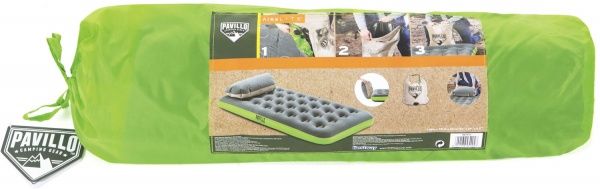 Матрац надувний Bestway з подушкою-насосом 188х22 см сірий/зелений