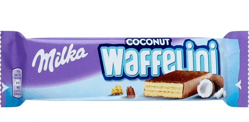 Батончик вафельний Milka Waffelini Coconut з кокосом вкрита молочним шоколадом 31 г
