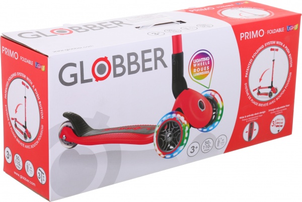 Самокат Globber Primo Foldable Lights красный 432-102-2 