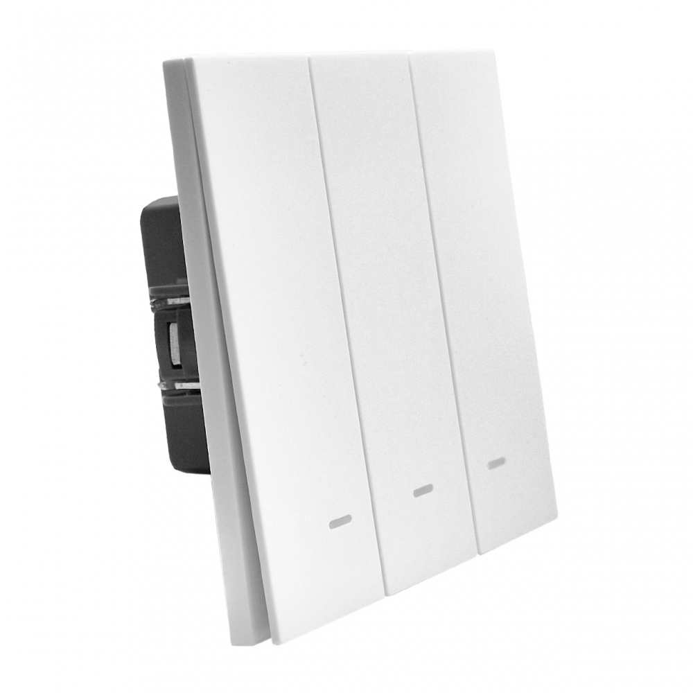 Вимикач триклавішний HausMark INO з підсвіткою білий LS-3G LED-EU-White