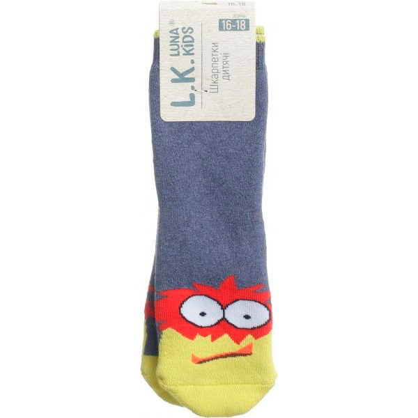 Носки детские Luna Kids № 6. Монстр 331010 р.18–20 темно-синий с желтым 