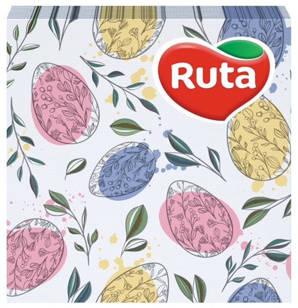 Серветки столові Ruta Акварельні писанки 33х33 см 20 шт.