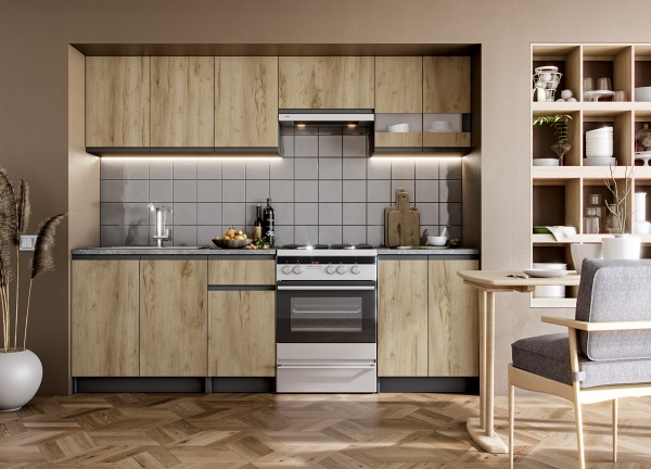 Кухня Катарина ЛЮКС_4 Грейд с ручкой J-pull ЛДСП 2,4 м 