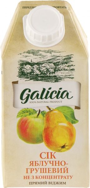 Сік Galicia Яблучно-грушевий пастеризований 0,5л (4820151001635) 