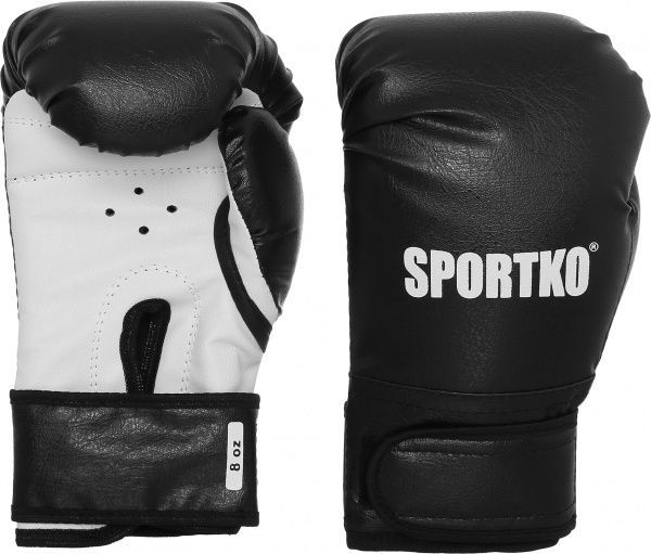 Боксерские перчатки SPORTKO 8oz черный с белым