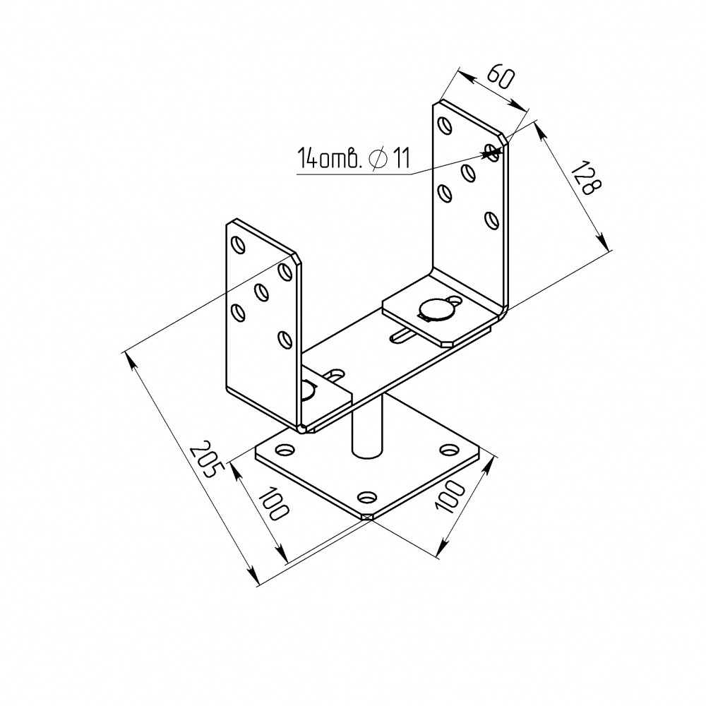 Опора регулируемая на платформе 60-200х136 Профсталь