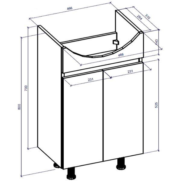Тумба напольная Грейд Агата серая под умывальник Cersania 50