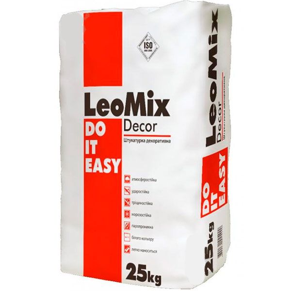 Декоративна штукатурка баранець LeoMix Décor Kratzputz 1,5 мм 25 кг