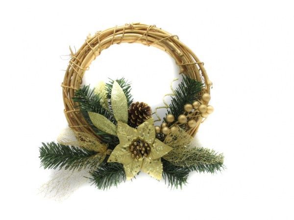 Декорація новорічна Віночок з хвоєю і квіткою 30 см T03-19A06V/3 