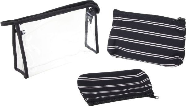 Набор косметичек Полоска классик 3 шт B107-10 черный 