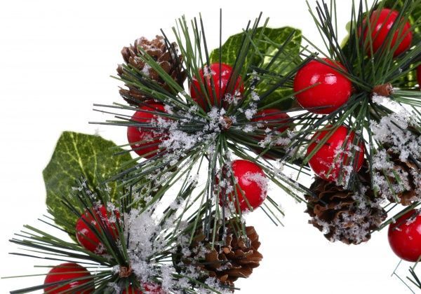 Декорація новорічна Віночок хвойний з ягодами та шишками 14 см EPI-HS-35803 