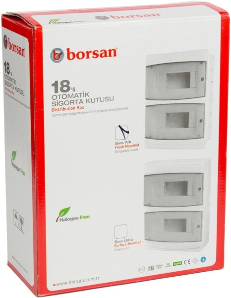 Щиток пластиковый Borsan на 18 модулей внутренний BR.813