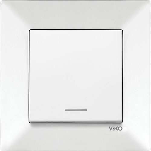 Вимикач кнопковий одноклавішний Viko Meridian з підсвіткою білий 90970019-WH